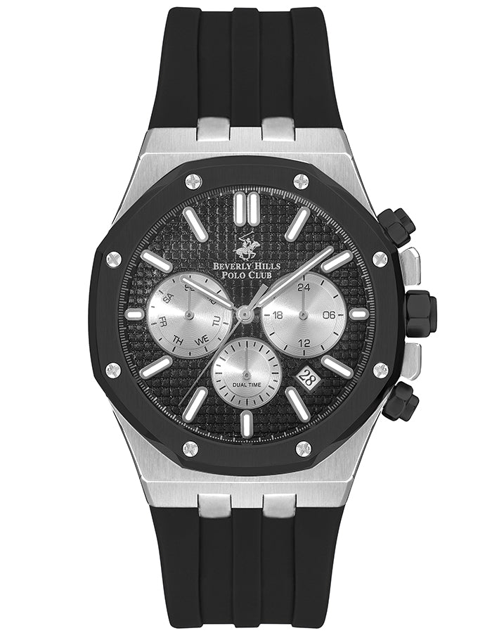 BEVERLY HILLS POLO CLUB Men's Multi Function Gun Black Sunray Dial Watch - Premium from shopiqat - Just $49.900! Shop now at shopiqat